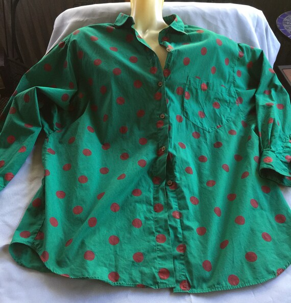 80 Blouse,80 Polka Dot Blouse,New Wave Blouse,New
