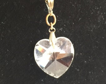 Clear Heart Pendant, Crystal Pendant, Heart Pendant, Heart Necklace, Crystal Heart Pendant, Crystal Necklace, Clear Heart Necklace