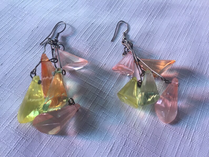 60 Pastel Earring, Pastel Earring, Pastel Dangle, Pastel Lucite Dangle, 60 Lucite Dangle, Pink Yellow Dangle, 60 Pink Dangle, Spring Dangle image 6