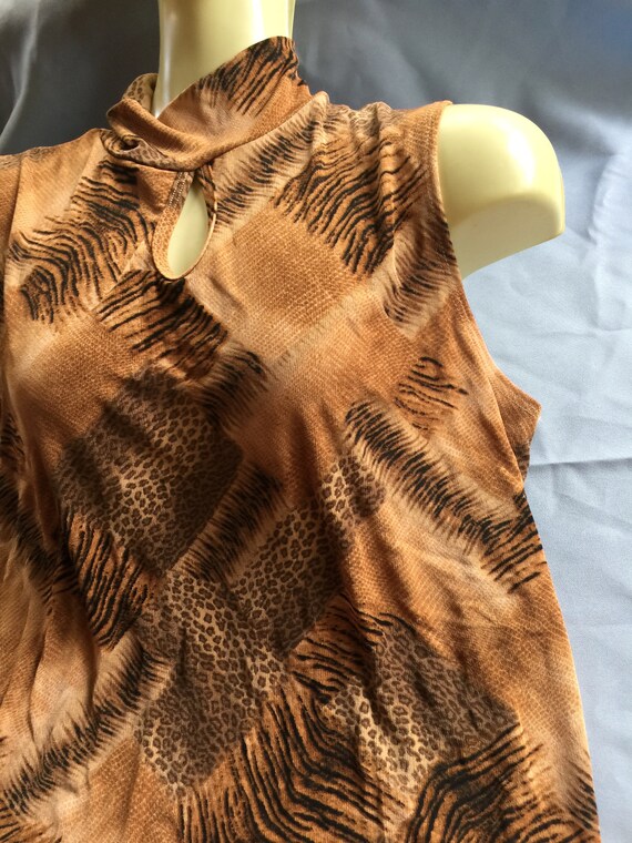 Brown Top, Sleeveless Brown Top, Brown Print Top,… - image 10