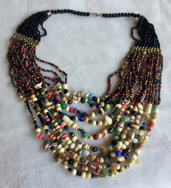 Africa Necklace, Multi-Color Necklace, Bead Triba… - image 5