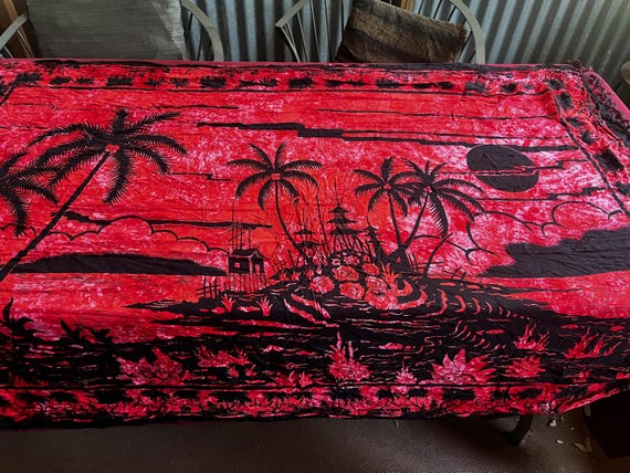 Tropical Sarong, Beach Sarong, Beach Wrap, Red Sarong, Batik Sarong, Swimsuit Coverup, Swimsuit Wrap, Big Sarong, Exotic Sarong, Big Scarf