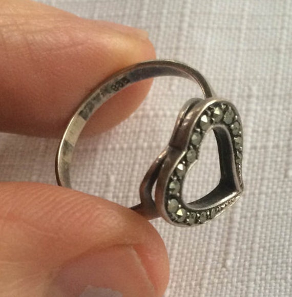 Marcasite Ring, Marcasite Heart Ring, Heart Ring,… - image 3