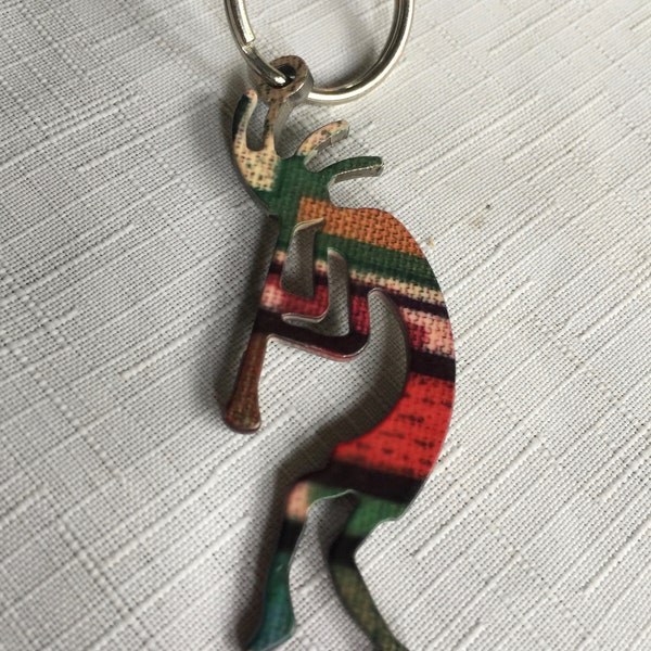 Indian Keychain, Indian Key chain, Hopi Gift, Hopi Jewelry, Hopi Accessory, Indian Art Keychain, Flute Keychain, Hopi Keychain