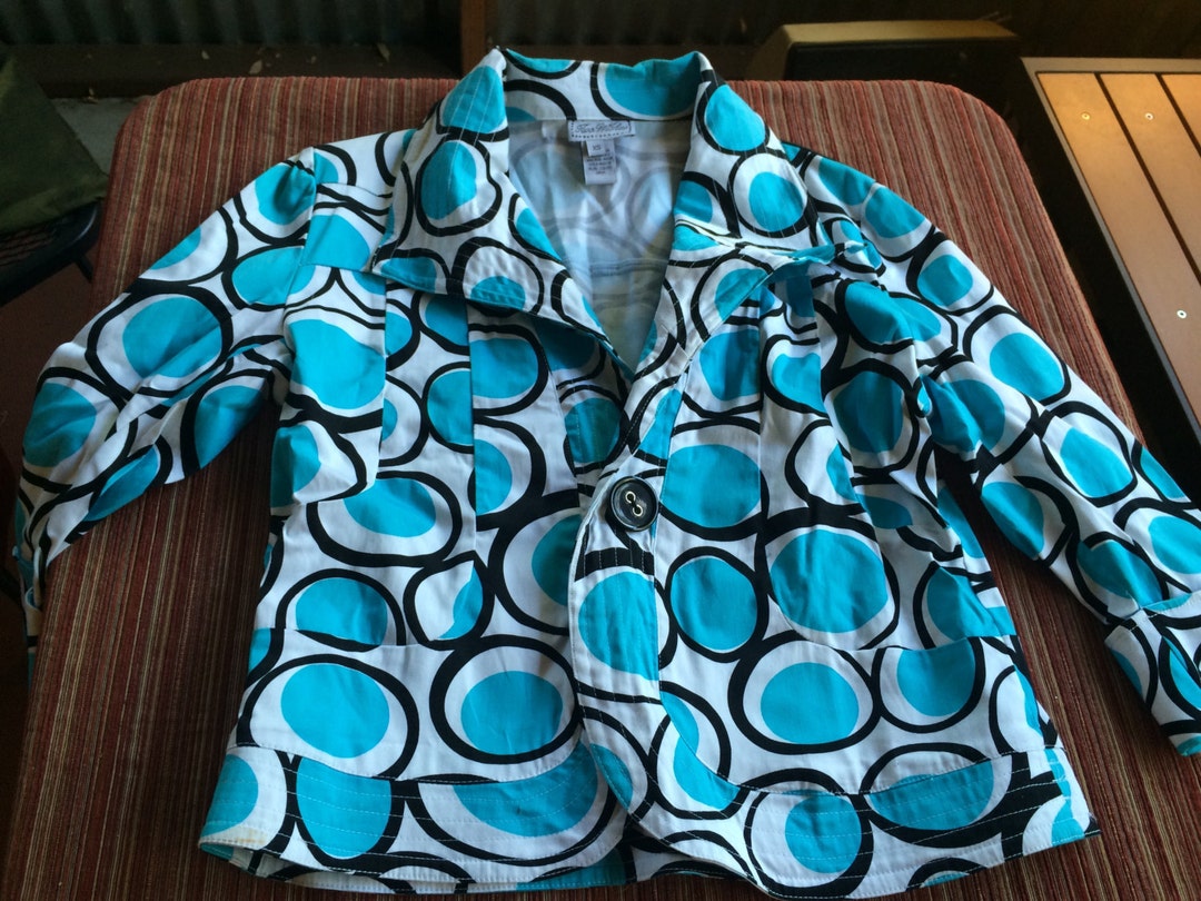 Mod Jacket, Geometric Jacket, Cotton Jacket, Turquoise Jacket, Casual ...