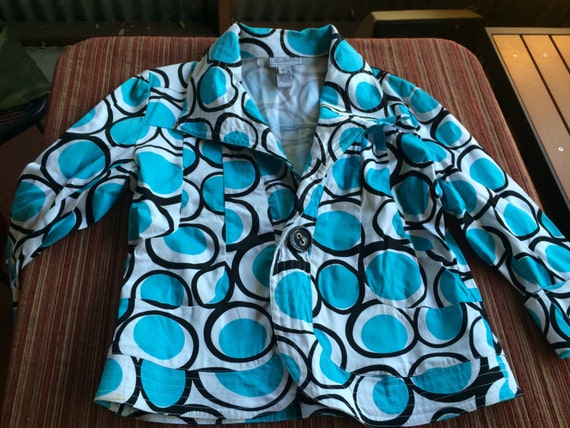 Mod Jacket, Geometric Jacket, Cotton Jacket, Turq… - image 1