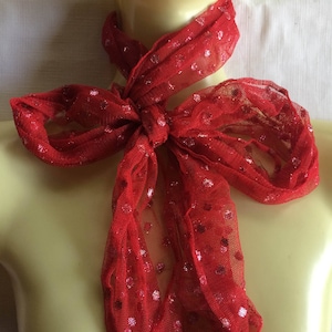 Red Scarf, Red Net Scarf, Sheer Scarf, Glitter Scarf, Red Evening Scarf, Shimmery Scarf, Sparkly Scarf, Evening Scarf, Formal Scarf,