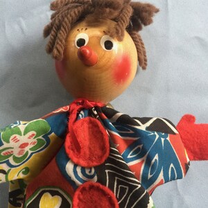 Clown Puppet, Hand Puppet, Wood Puppet, 50s Puppet, Pinocchio Puppet ...