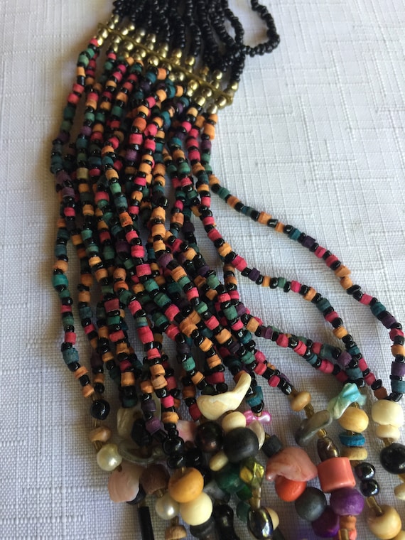 Africa Necklace, Multi-Color Necklace, Bead Triba… - image 6