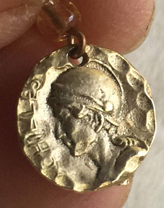 Gold Roman Pendant, Old World Pendant, Warrior Pendant, Gold Profile Pendant, Gold Warrior, Profile, Gold Roman Charm, Gold Coin Pendant