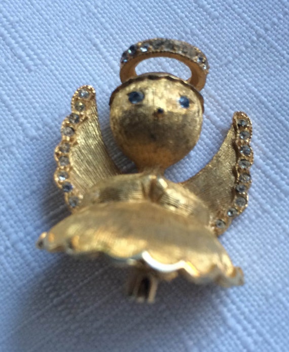 Angel Hat Pin, Angel Lapel Pin, Guardian Angel Pin, Gold Angel Pin, Gold Rhinestone Angel, Tiny Angel PIn, Angel Brooch, Angel Jewelry