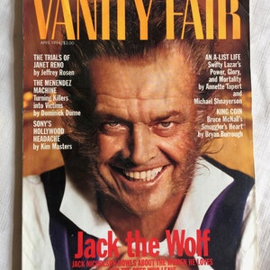 Jack Nicholson, Vanity Fair, Celebrity Magazine, Movie Star Magazine, American Magazine, 90s Magazine, Collectible Magazine, Movie Star