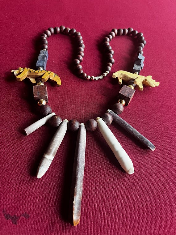 Africa Necklace, Exotic Necklace, Shell Necklace, Tropical Necklace, Animal Necklace, Jungle Necklace, Tribal Necklace, Rhino Necklace View 5