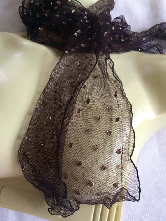 Brown Scarf, Glitter Scarf, Brown Evening Scarf, … - image 2