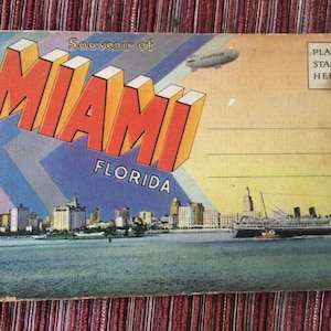 Florida Postkarte, Florida Ephemera, Florida Wahrzeichen, Florida Erinnerungsstücke, Miami Karte, Florida Kunstkarte, Miami Souvenir, Miami, Miami Beach