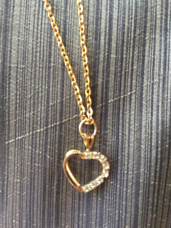 Gold Heart Pendant, Zirconia Pendant, Heart Penda… - image 3