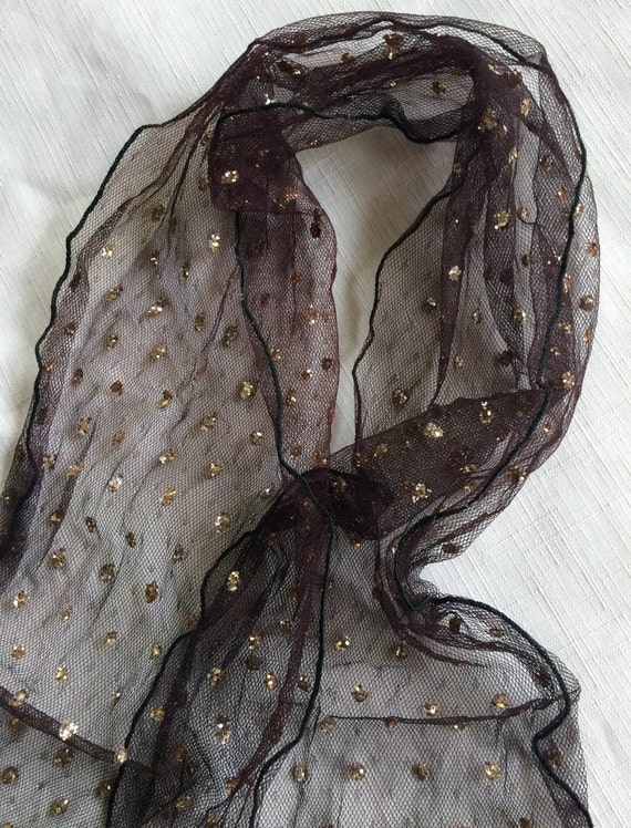 Brown Scarf, Glitter Scarf, Brown Evening Scarf, … - image 4