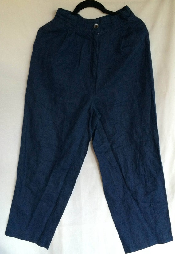 Blue Linen Pant, Linen Pant, Size 10 Pant, Dark Bl