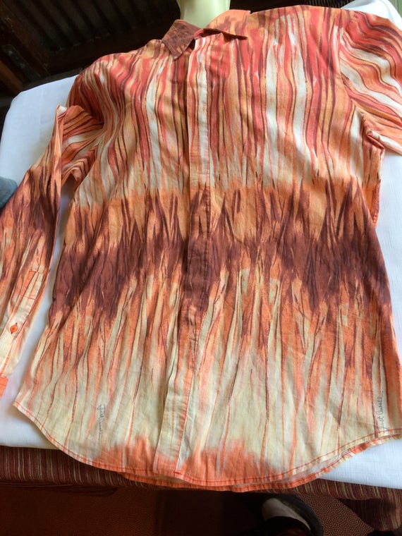 Italy Cotton Shirt, Italy Shirt, Orange Shirt, Ca… - image 1
