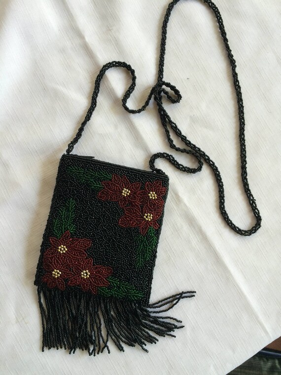 Beaded Purse, Beaded Evening Bag, Hibiscus Purse,