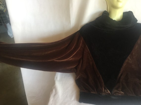 Brown Pullover, Cowl Pullover, Brown Black Top, V… - image 4
