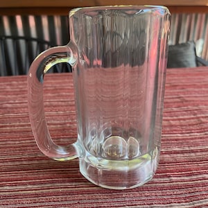 Beer Stein, Clear Stein, Clear Mug, Retro Stein, Clear Beer Stein, Beer Mug, Clear Glass Stein, Retro Beer Glass, Heavy Glass Stein,