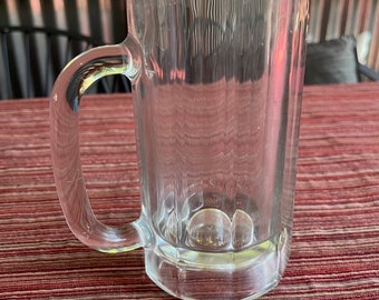 Beer Stein, Clear Stein, Clear Mug, Retro Stein, Clear Beer Stein, Beer Mug, Clear Glass Stein, Retro Beer Glass, Heavy Glass Stein,