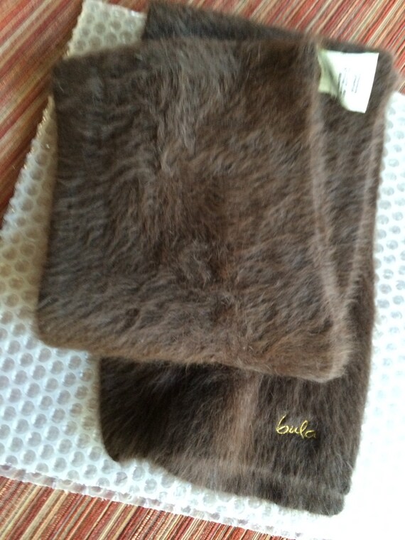 Brown Scarf, Angora Scarf, Fuzzy Scarf, Plush Scar