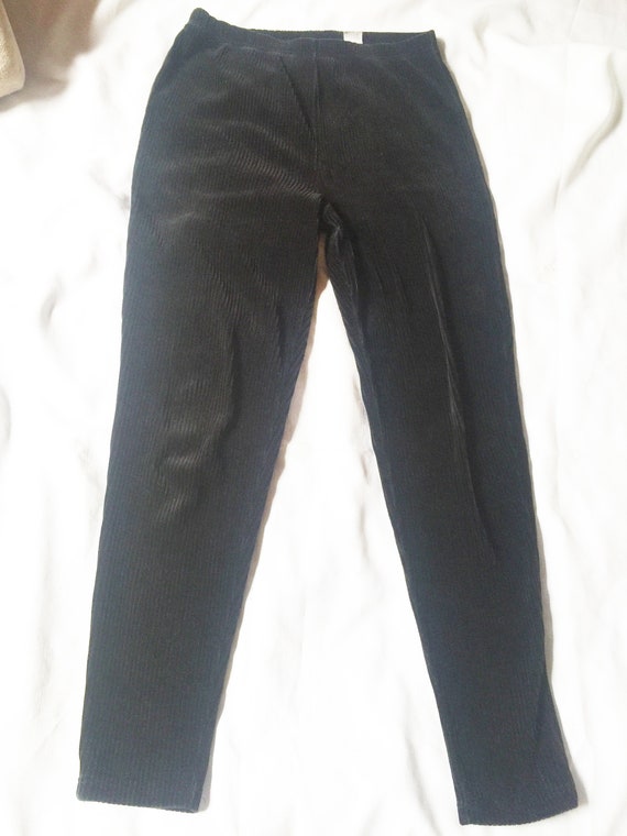 Black Velour Pant, Black Stretch Pants, Black Vel… - image 1