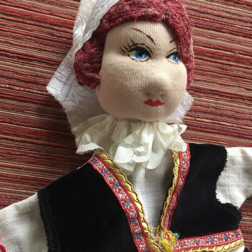 Lady Puppet, Hand Puppet, Folk Art Puppet, Woman Puppet,Retro Puppet