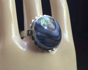 Black White Ring, Black Shell Ring, Black Ring, Black Solitaire, Big Black Ring, Shell Ring, Black Round Ring, 70 Ring, Black Stone Ring