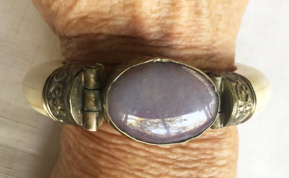 Boho Stone Bracelet, Boho Bracelet, Hinged Bracele