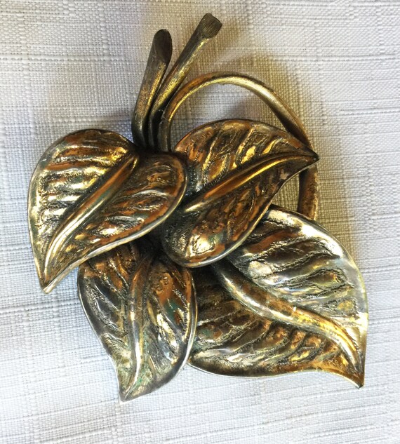 Leaf Pin, Leaf Brooch, Metal Leaf Pin, Metal Leaf… - image 2