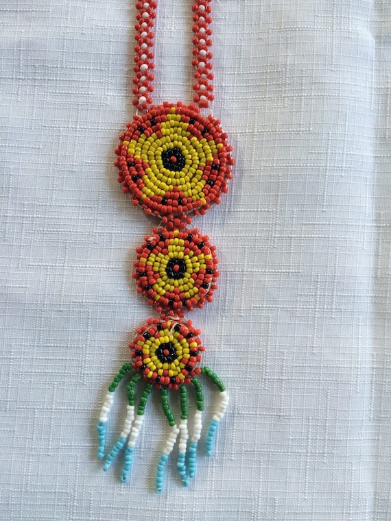 Indian Necklace, Native American Necklace, Tribal Necklace, Exotic Necklace, Hippie Necklace, 60s Necklace, Retro Necklace, Bead Necklace
