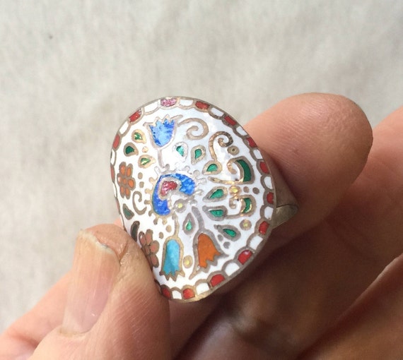 Enamel Ring, One Size Ring, Multi Color Ring, Adj… - image 5
