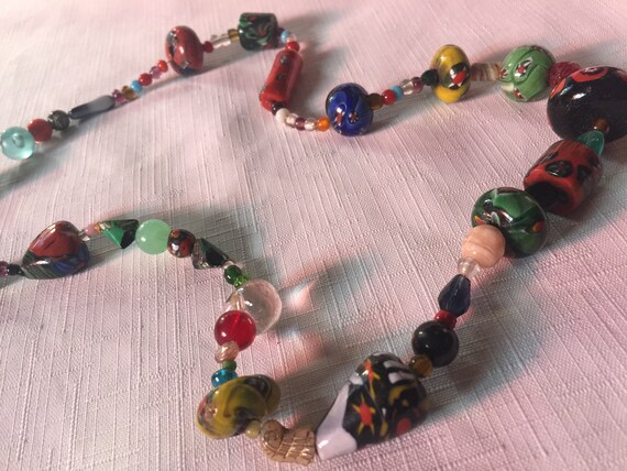 Multi Color Necklace, Glass Necklace, Rustic Neck… - image 5