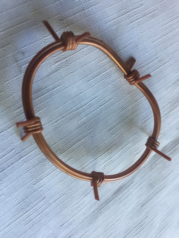 Barbed Wire Bangle, Barbed Wire Bracelet, Copper B