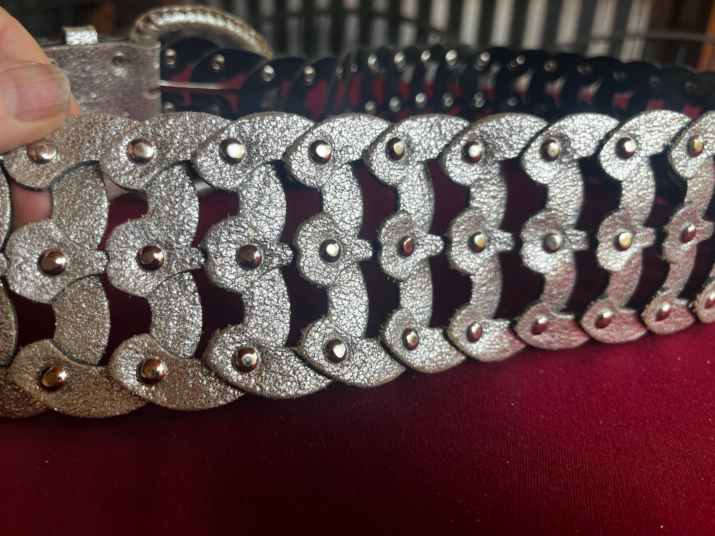 Metallic Belt, Wide Belt, Cinch Belt, Jeweled Belt, Silver  display picture 1