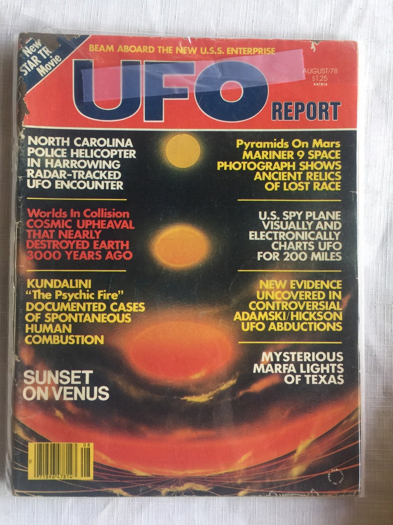 UFO Retro Magazine, 70s UFO Magazine, Bigfoot, Retro UFO, Ufo Magazine, Collectible Ufo, Ufo Gift, Ufo Research, Ufo Library, Ufo Book UFO Report Aug 78