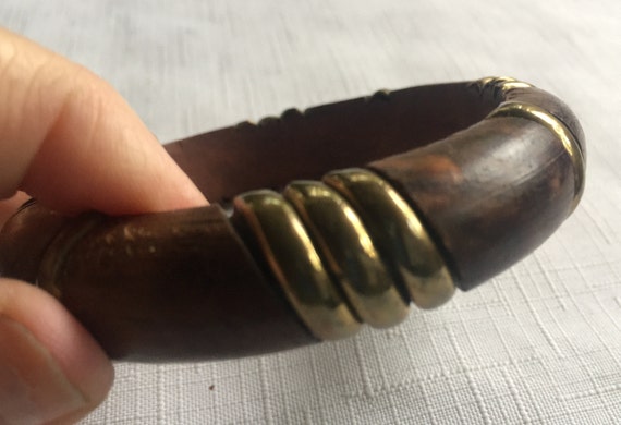 Wood Bracelet, Wood Gold Bracelet, Wood Bangle, Wood Gold Bangle, Ethnic Bracelet, Ethnic Bangle, Dark Wood Bangle, Tribal Bracelet, Bangle