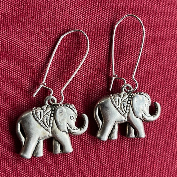 Elephant Dangle, Elephant Earring, Wood Carve Ear… - image 7