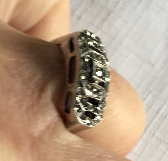 Marcasite Ring, Sparkly Ring, Deco Ring, Pave Mar… - image 9