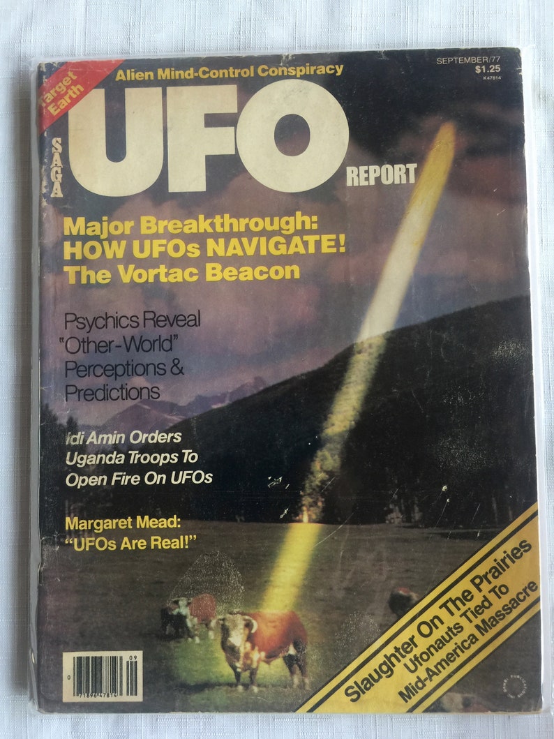 UFO Retro Magazine, 70s UFO Magazine, Bigfoot, Retro UFO, Ufo Magazine, Collectible Ufo, Ufo Gift, Ufo Research, Ufo Library, Ufo Book UFO Report Sept 77