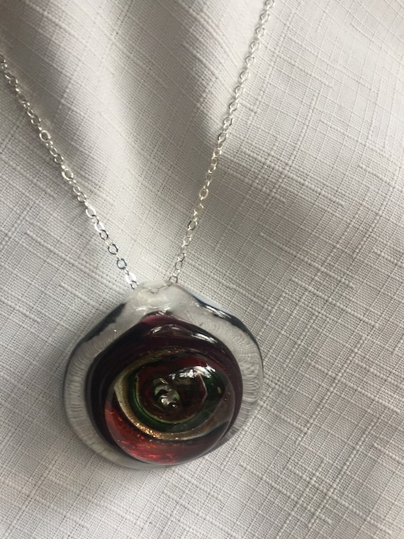 Blown Glass Pendant, Art Glass Necklace, Vortex G… - image 7