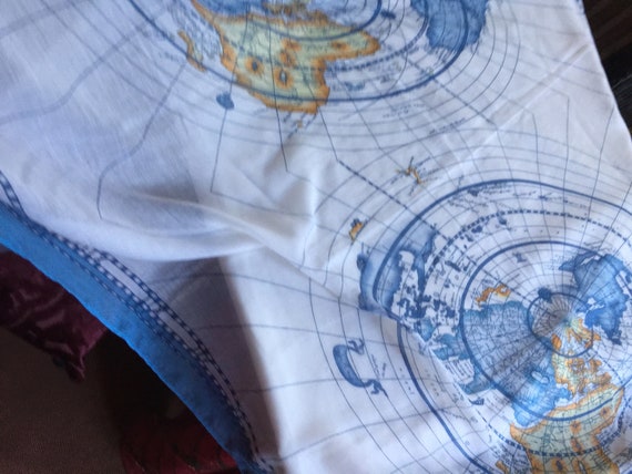 Oversize Print Scarf, Map Scarf, Global Scarf, Bl… - image 5