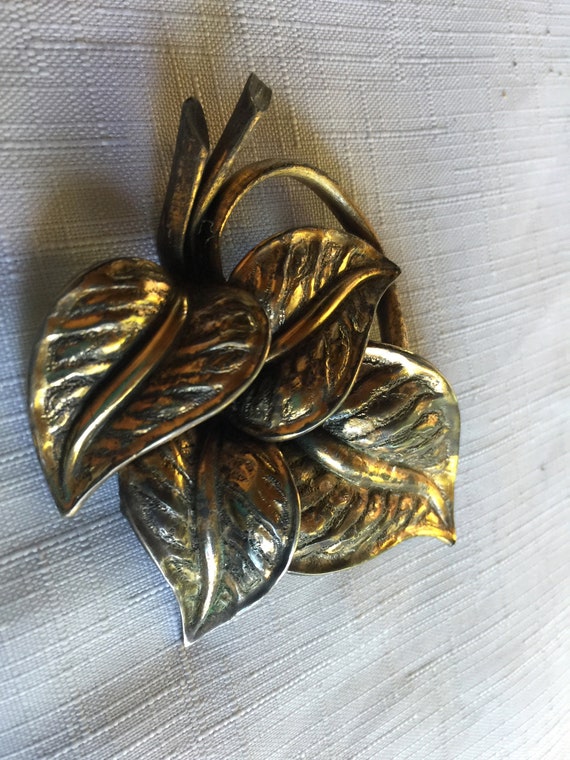 Leaf Pin, Leaf Brooch, Metal Leaf Pin, Metal Leaf… - image 3