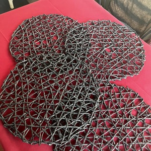 Round Placemat, Black Round Mat, Charger, Dining Table Mat, Black Rattan Mat, Wicker Mat, Black Placemat, Round Mat, Big Round Placemat,