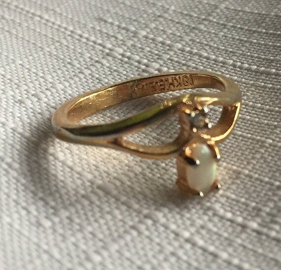 Opal Diamond Ring, Opal Pinkie Ring, Opal Pinky R… - image 8