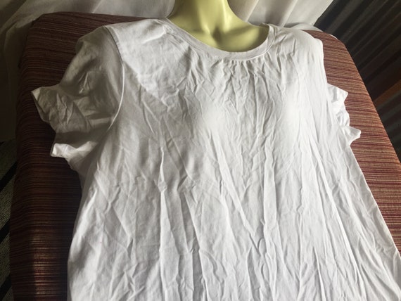 White T-Shirt, Saks Blouse, Plain White Shirt, XL… - image 1