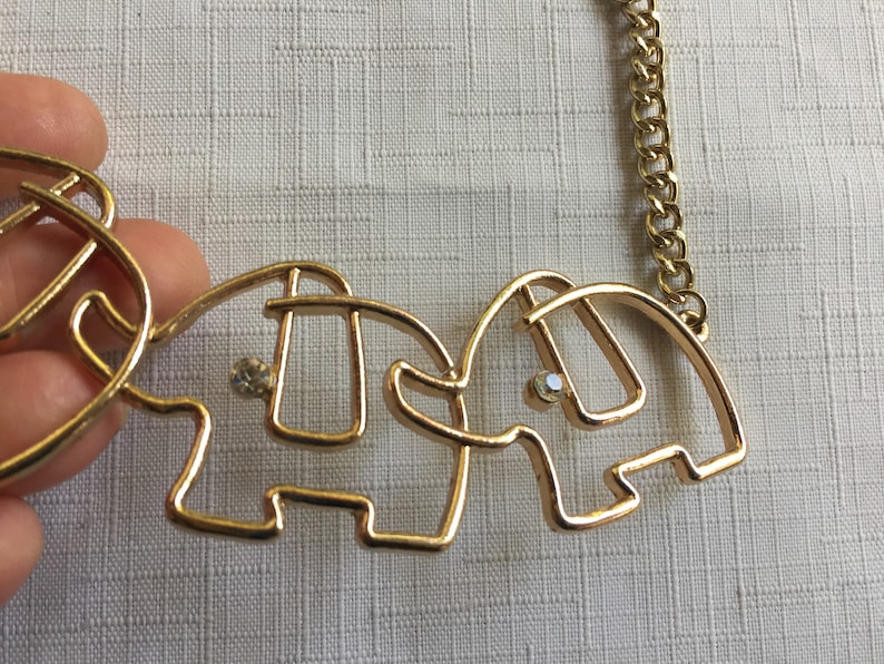 Elephant Pendant, Elephant Necklace, Elephant Jewelry, Elephant Bib, 80 Bib Necklace, 80 Necklace, 90s Necklace, Animal Bib, Animal Necklace image 7